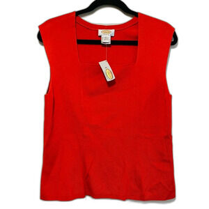 Talbot vintage red rayon nylon knit she’ll sleeveless sweater size xl petite